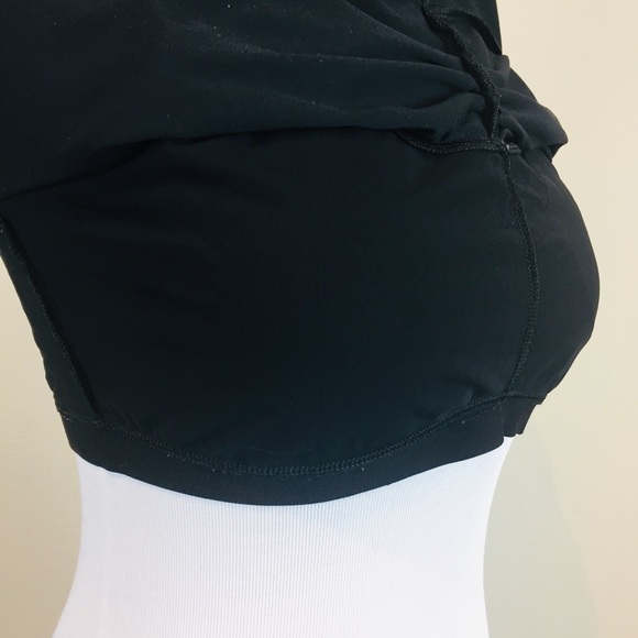 FABLETICS Black Halter T Strap Ruched Yoga Tank MEDIUM Shelf Bra Stretch - Picture 6 of 7